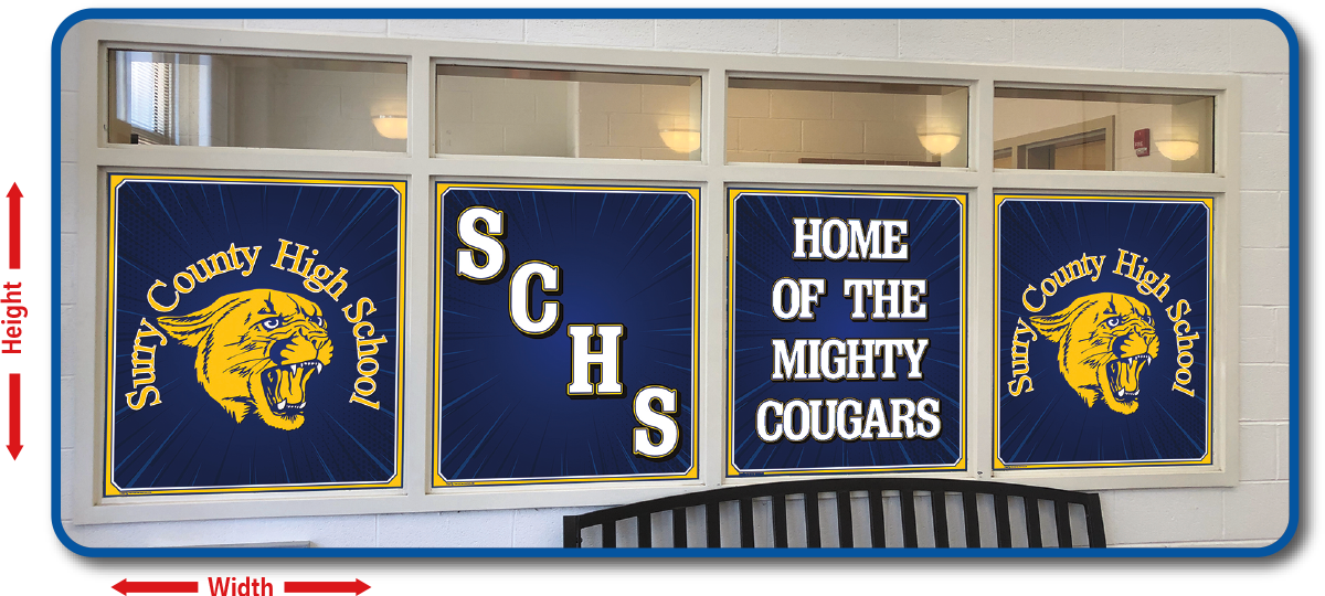 Multiple designs displaying at Surry County High School Home of The Mighty Cougars